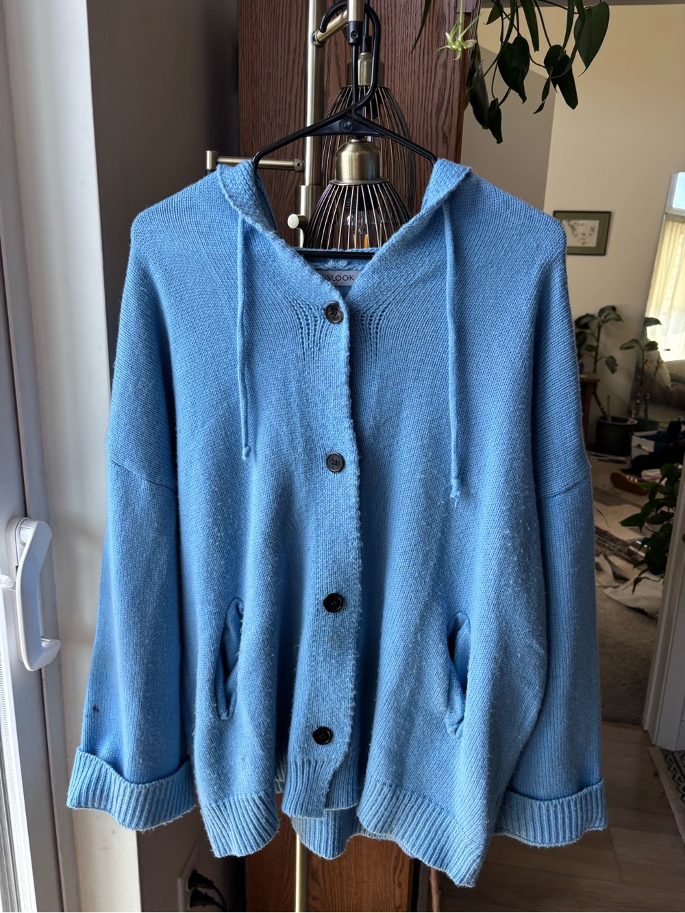 MISSLOOK Light Blue Hooded Button Cardigan